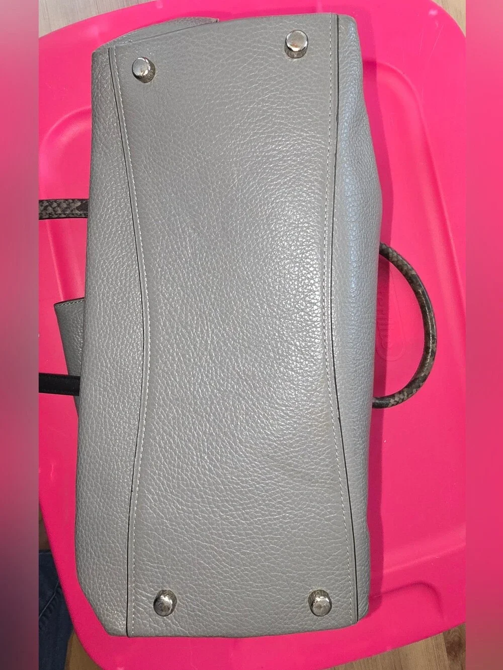 Coach Granite Grey Pebbled Leather Emma Satchel Bag & Matching Wallet Set